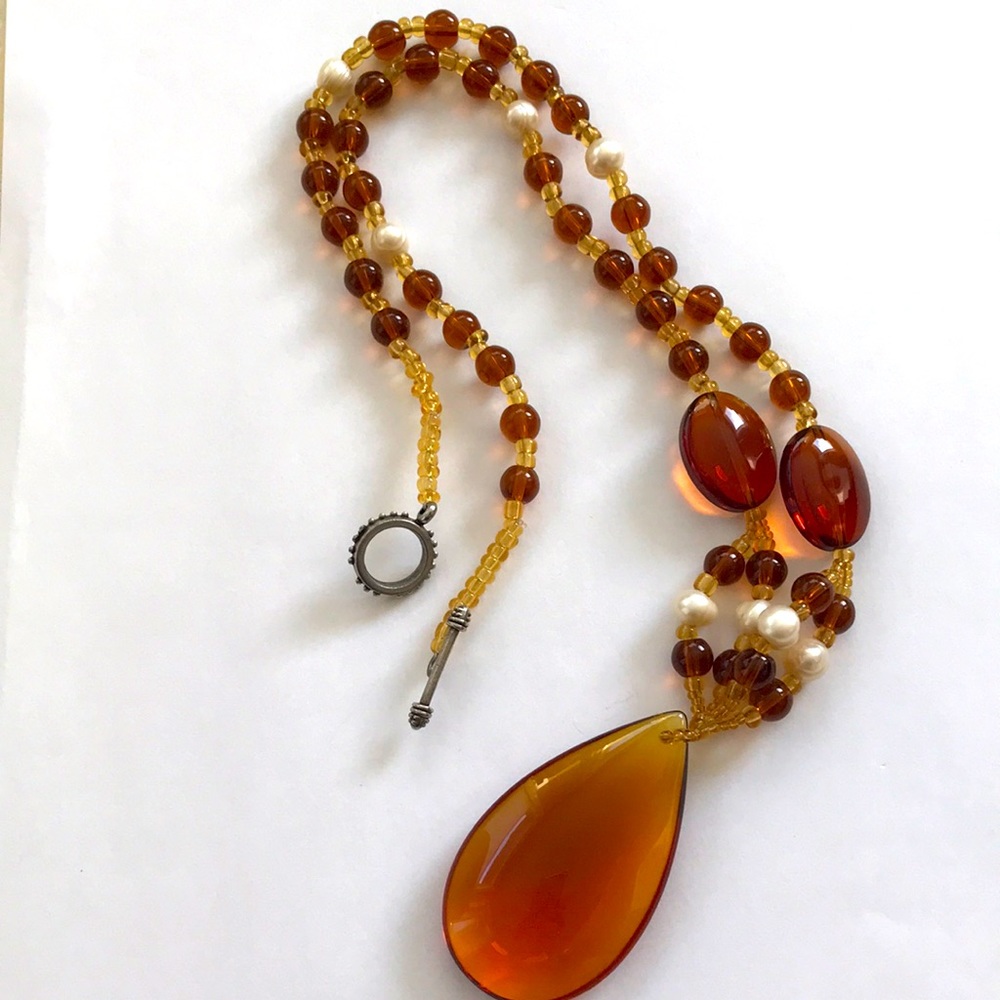 SOLD Amber coloured Necklace